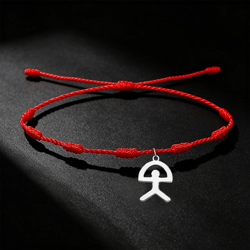 5PCS 7 Knots Red String Bracelet Indalo Man Charm Stainless Steel Lucky Protection Amulet Jewelry Spain Almeria Symbol Gift