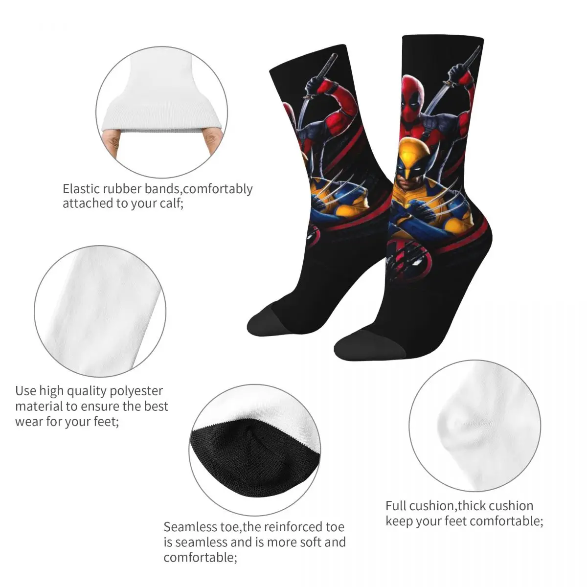 Boys Girls Lovely Socks Deadpool And Wolverine Movie 2024 Merchandise Warm Superheroes Socks Suit For All Seasons