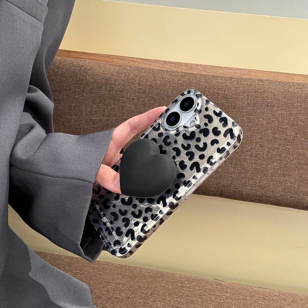 Geavanceerde zilveren luipaardprint tinfoliepatroon met lanyardhouder schokbestendig telefoonhoesje voor iPhone 16 15 14 13 Pro Max