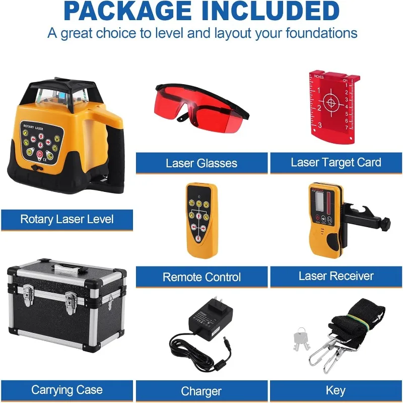 Automatic Self-Leveling Rotary Laser Rotating Horizontal & Vertical Laser Level Kit 500M w/Remote Control + Receiver