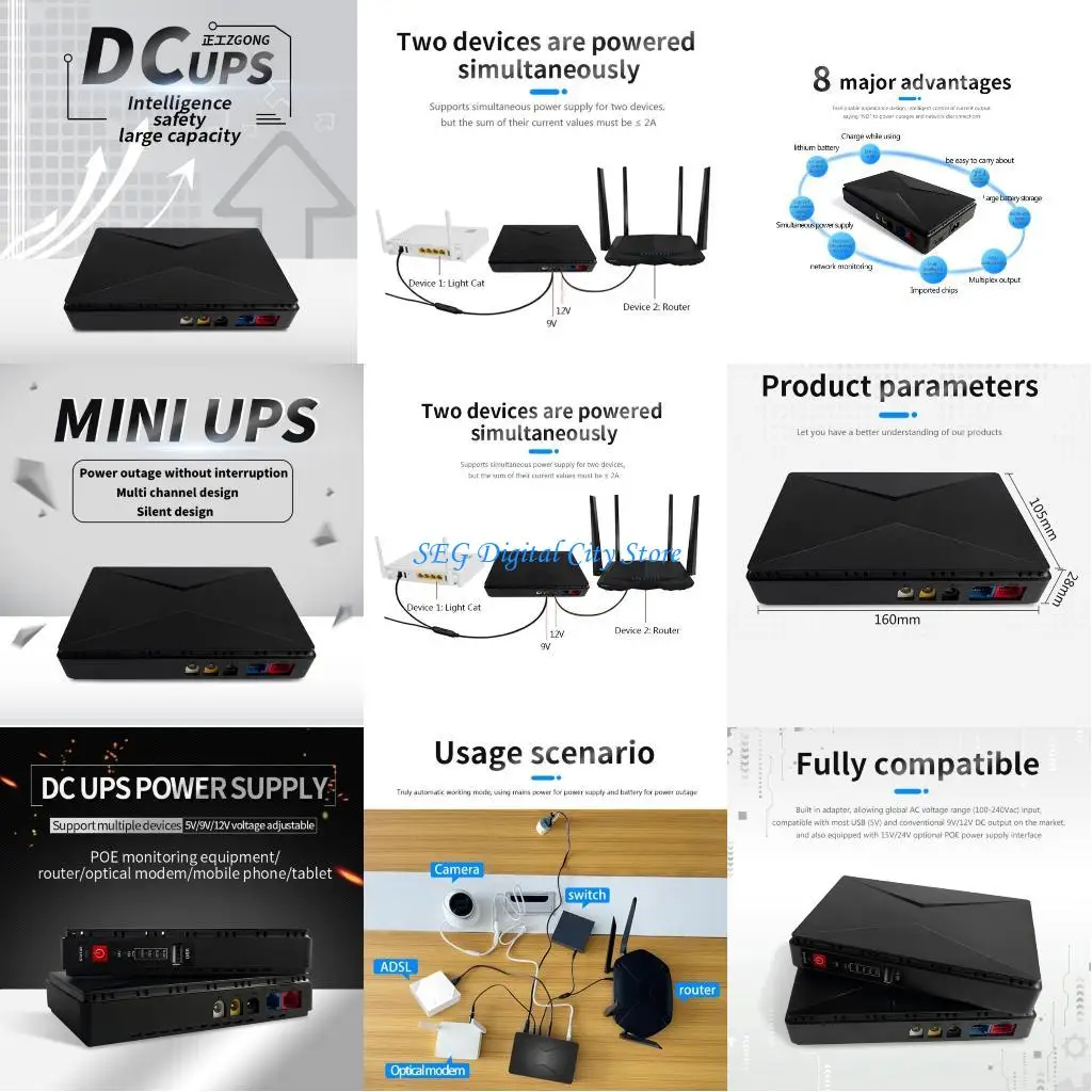 

U75B Lightweight UPS Battery Backup Providing Stable Power for Networking Equipment with Integrated POE Overloads Safeguards