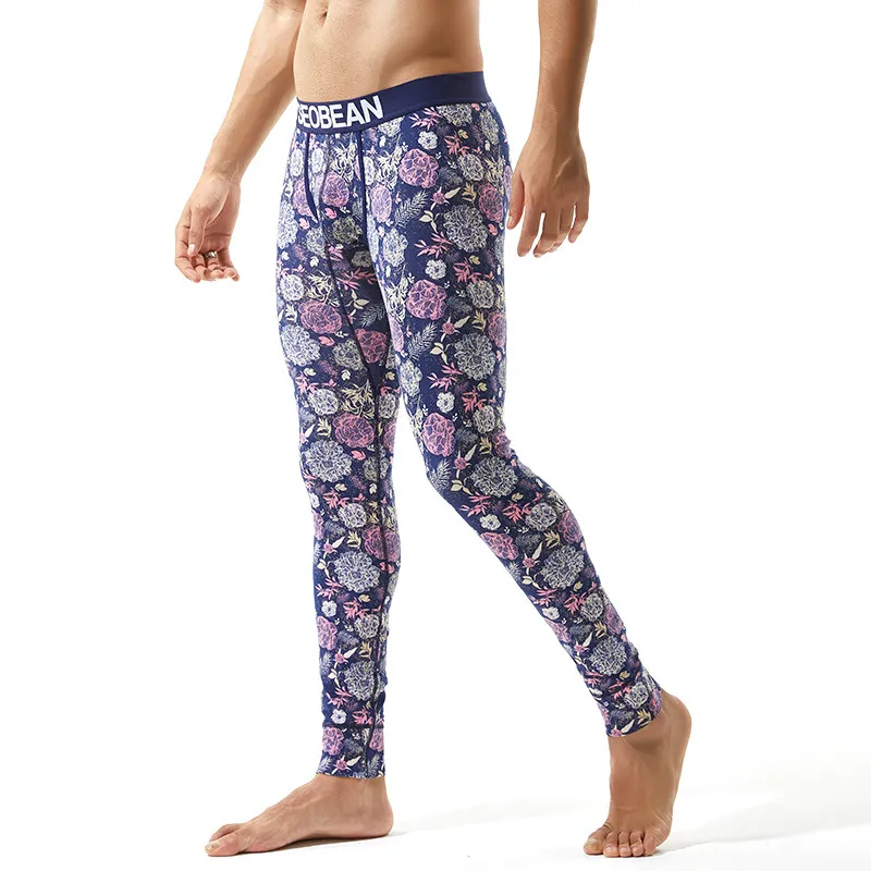 Men's long underwear slim fit close fitting autumn pants low waist fashionable and sexy sports style thin warm pants