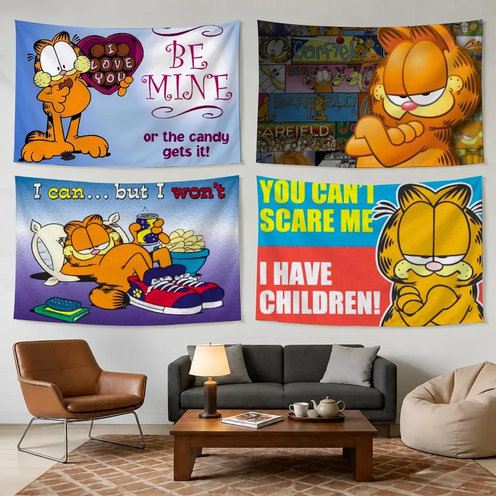 Cartoon Funny Cute G-Garfield Tapestry Bedroom Living Room Bar Party House Home Dorm Interior Wall Decor Background Banner