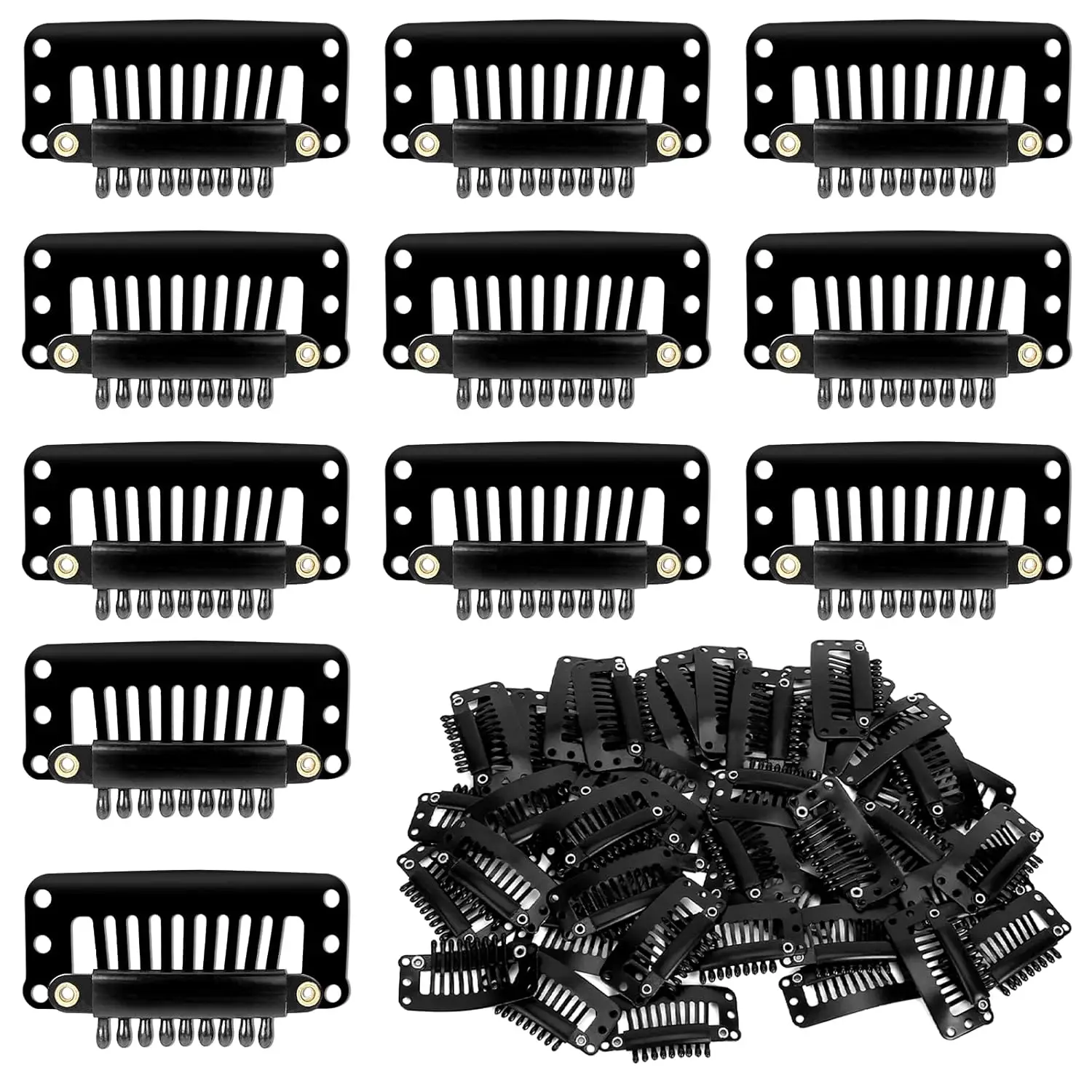 

10-100Pieces Hair Extension Clips Wig Tools 9 Teeth Wig Clips Seamless Human Hair Extension Clips Hair Extension Clips For Bangs