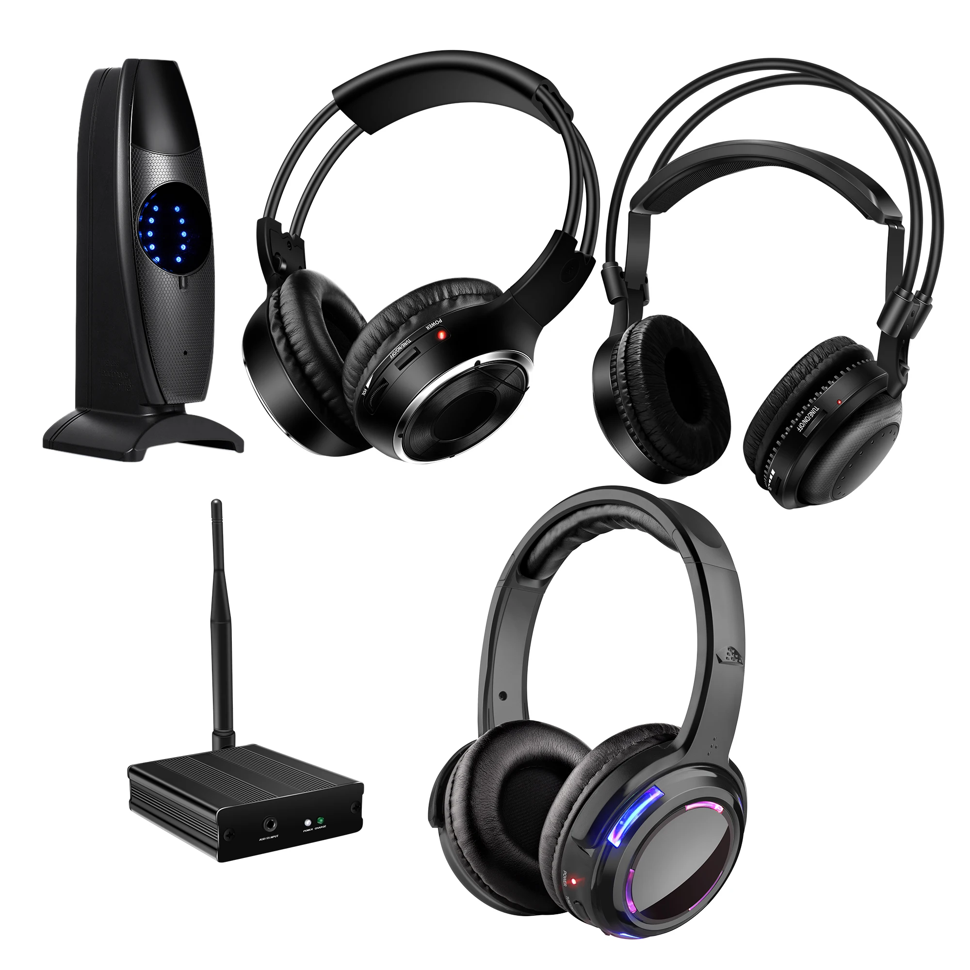 500m Transmitter Silent Disco Wireless Headphones and RF Stereo Headset MicrophoneFor iPod MP3 DJ Music Pary Club