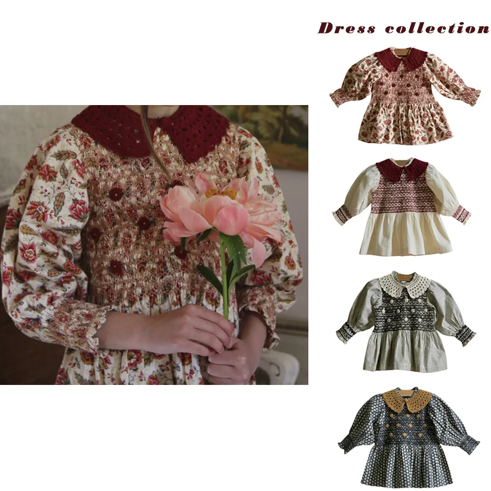 

pre-sale 2025 Autumn BJ Baby Girls Shirts Cotton Baby Kids Dress Girl Print Flower Skirt Shirt Set Toddler Girl Clothes