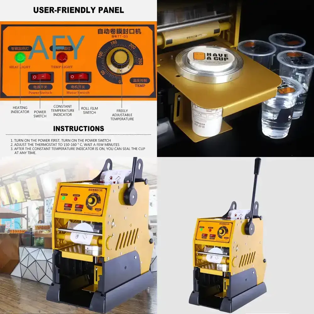 Commercial Plastic Cup Sealing Machine for Standard Cup Milk Tea Packing Sealer with Counting Function Automatic Beverage