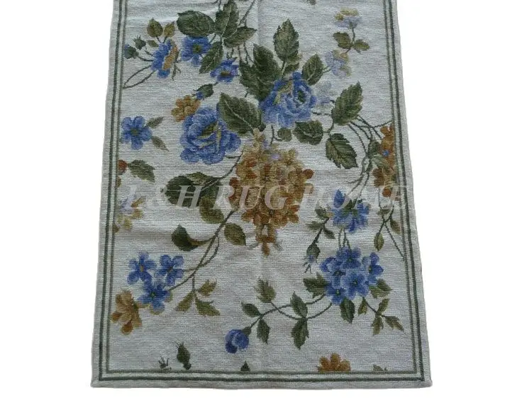 Free shipping 2.5'x10' Runner Handmade Floral English Garden Wool Needlepoint Rug