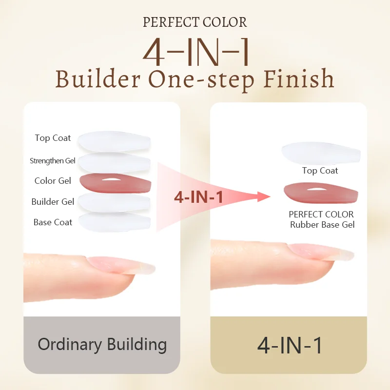 PERFECT COLOR Rubber Base Gel 014 15ml Dusty Rose Nude Builder Gel Muted Pink Brown Self Leveling Nail Strengthening Gel for Natural Nail Overlay UV LED Lamp Cure Long Lasting Manicure