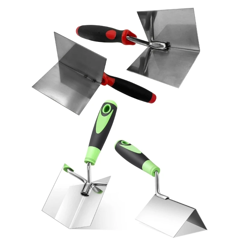 Inside Outside Corner Trowel Set, Stainless Steel Plastering Trowels with Contoured Handles for Wall Corner Finishing M4YD