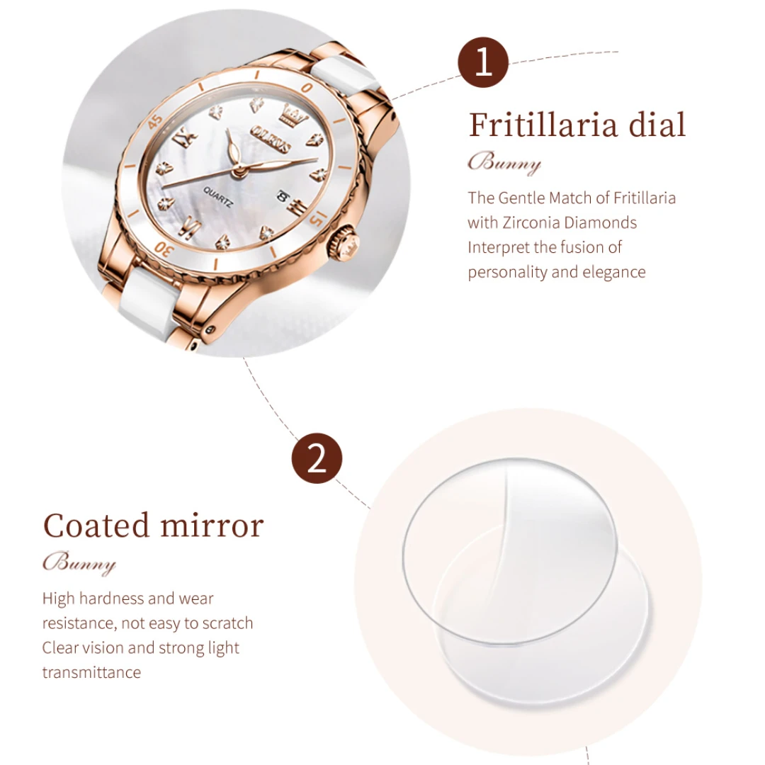 Imagem -03 - Quartz Ver com Round Dial Ceramic Verband com Calendário Fashion Gift Olevs-9985