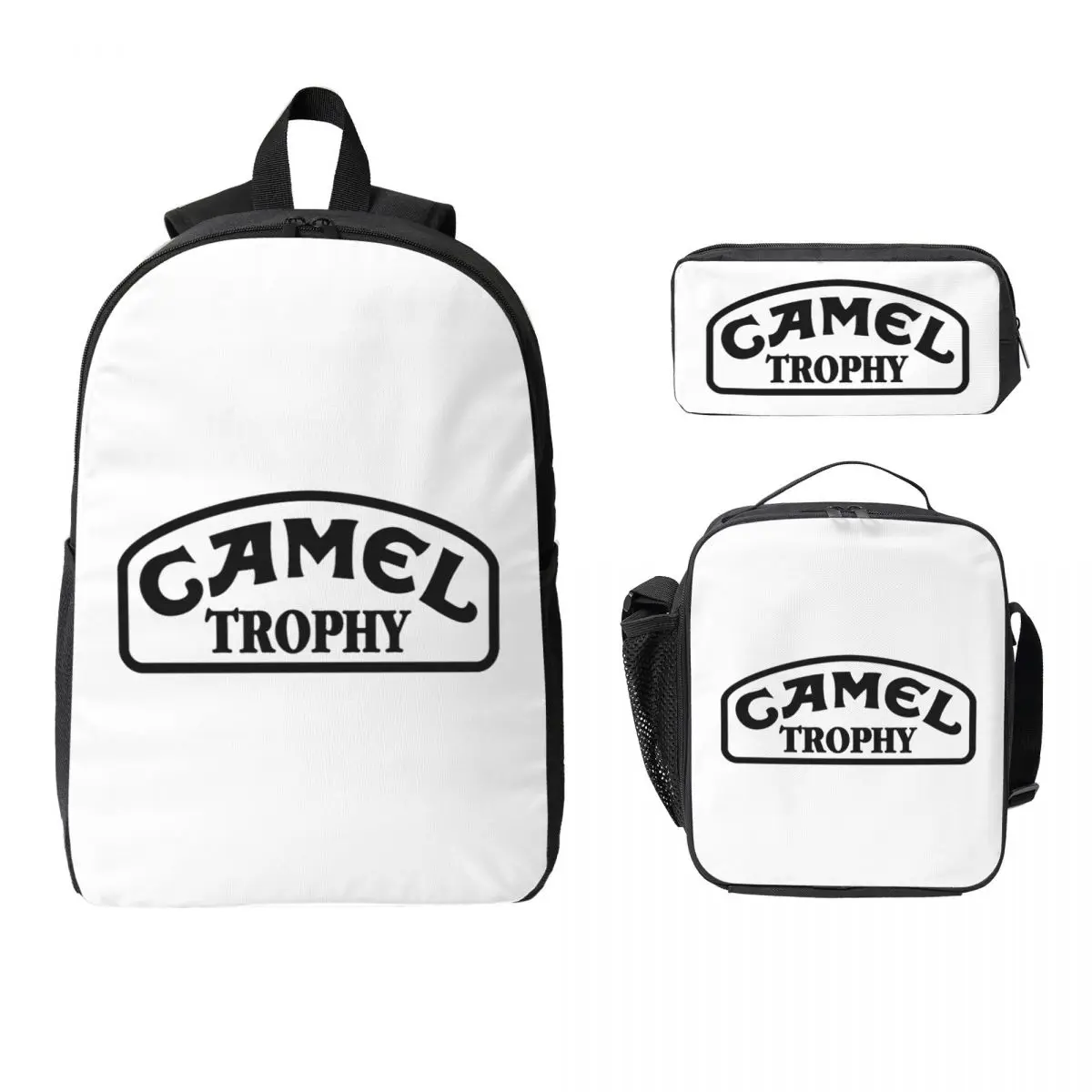 

Camel Trophy Black Backpack Student BookBag School Bag Laptop Shoulder Bags 3ps Insulated Lunch Bag Pencil Case