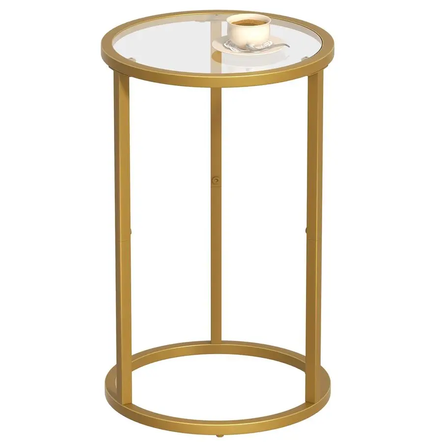 

Round Side Table Small Gold End Table for Small Spaces 11.8 x 19.7 Narrow Couch Night Stand Modern Bedside Table for Living Room