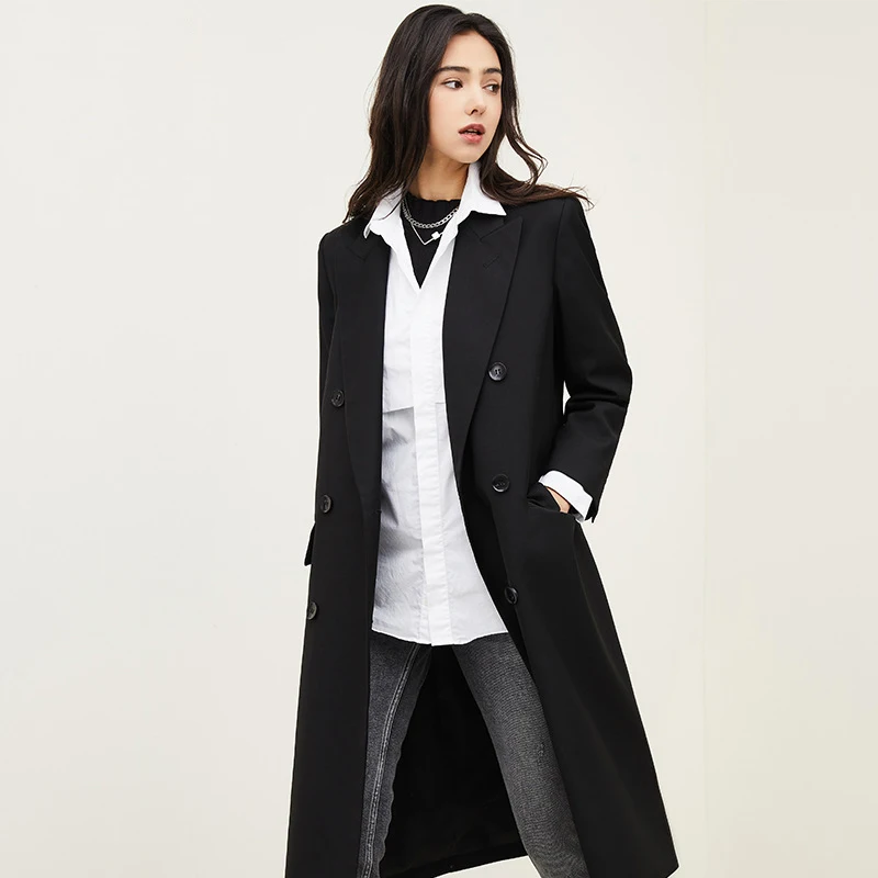 Imagem -04 - Primavera Blusão Longo Trench Coat 2023 Novas Mulheres Duplo Breasted Magro Trench Coat Feminino Moda Casual Outwear