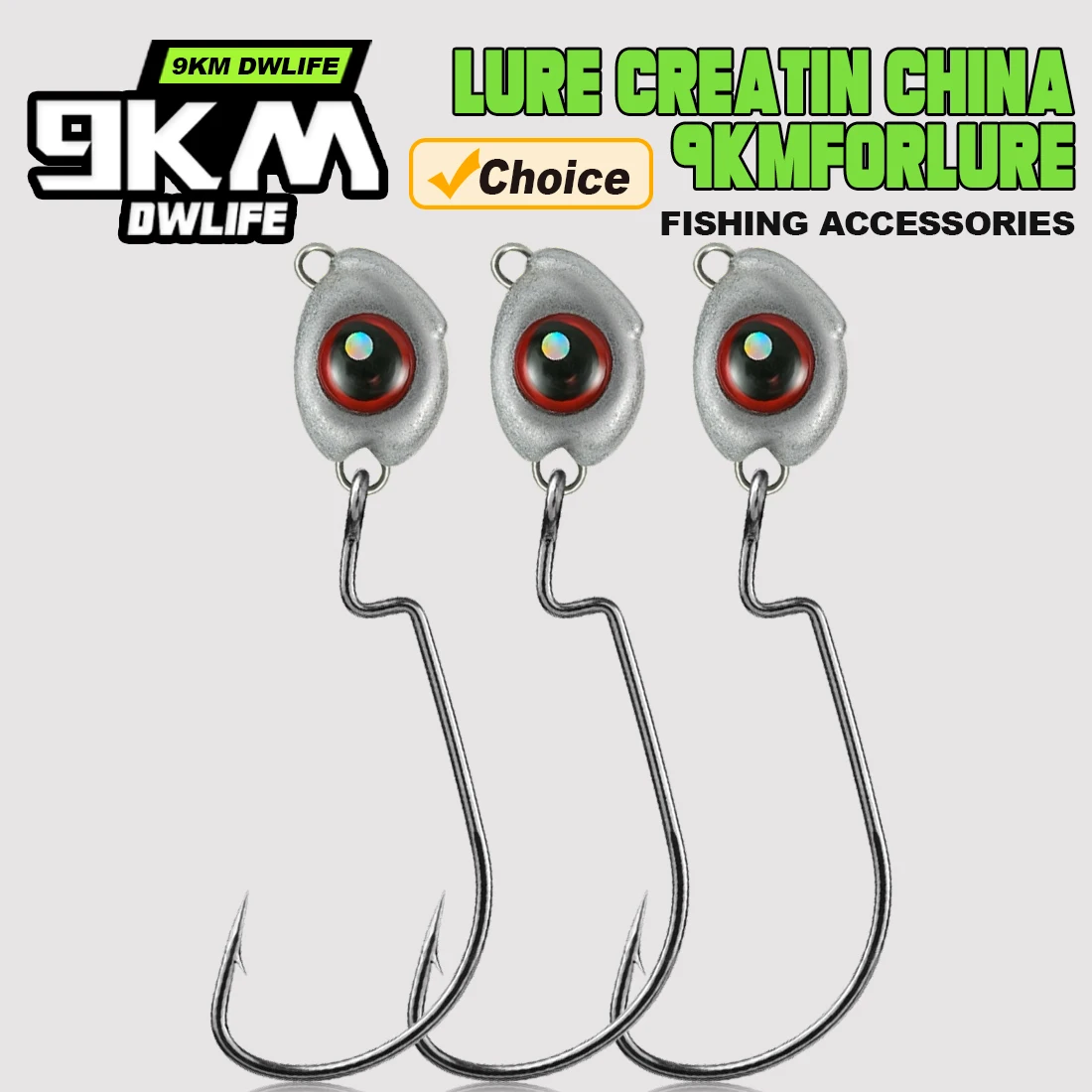 9KM 10Pcs Swimbait Jig Heads Ewg Hooks Texas Jig Head Hook 3D Eyes Worm Hook for Saltwater Freshwater