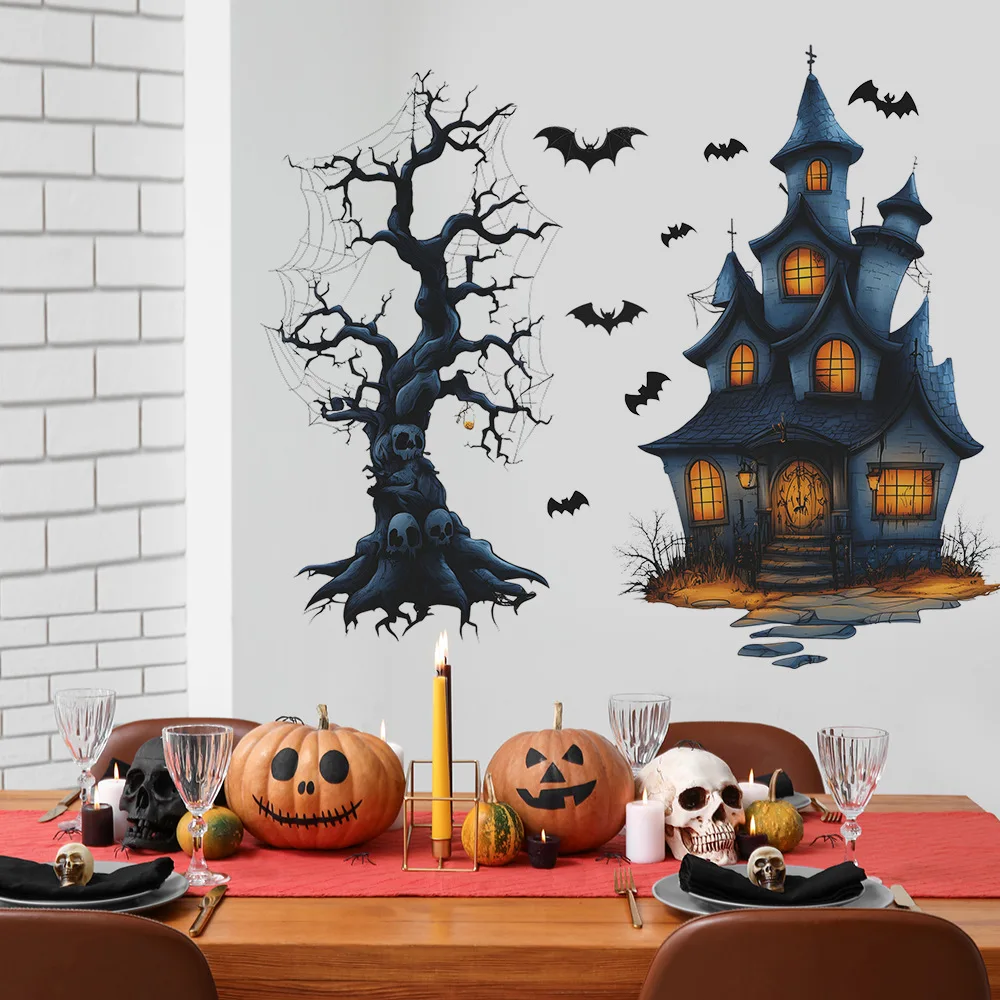 Halloween Katon Castle, Dead Tree, Bedroom, Living Room, Home Atmosphere Decoration Wall Stickers