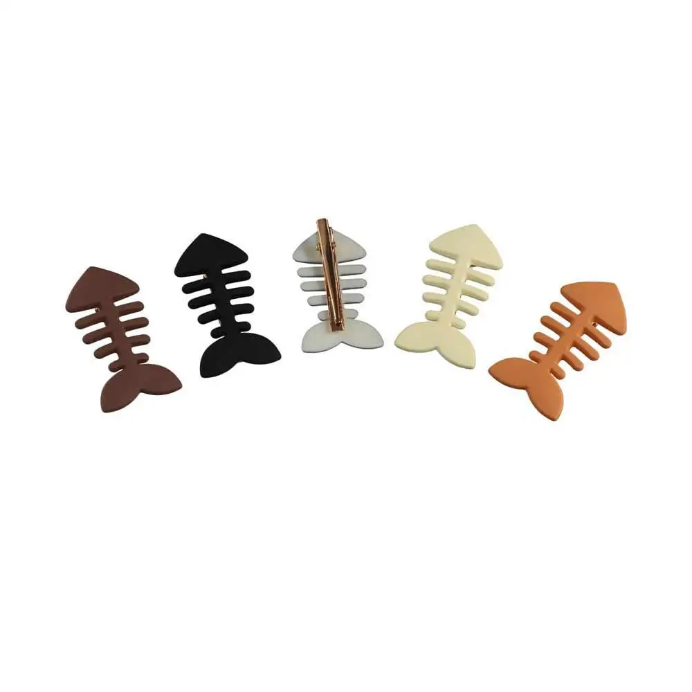 Cute Animal Fish Bone Hair Clip Y2k Plastic Geometry Hair Accessories Headwear Hairpin Daily