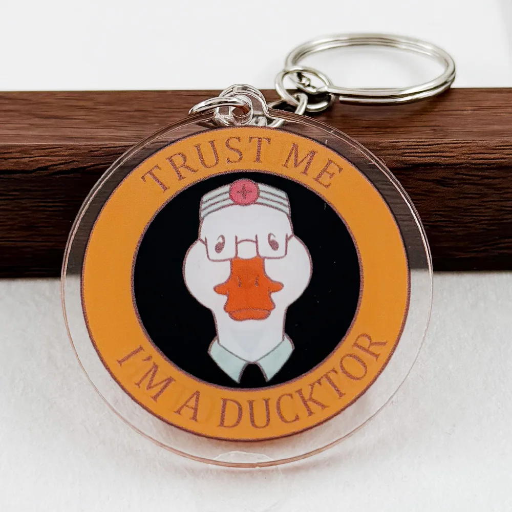 Funny Ducktor Dogtor Acrylic Keychain Trust Me I'm a Doctor Keyring Cute Animal Physician Pendant Nursing Student Jewelry Gift