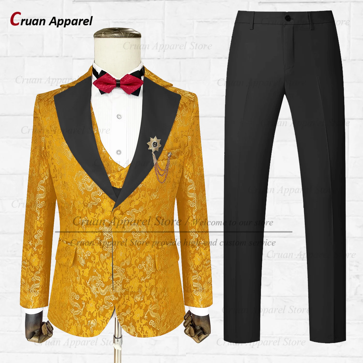 

Luxury Men Suit Sets Wedding Party Groomsman Slim Fit Jacquard Blazer Vest Pants 3 Pieces Formal Banquet High Quality Outfits