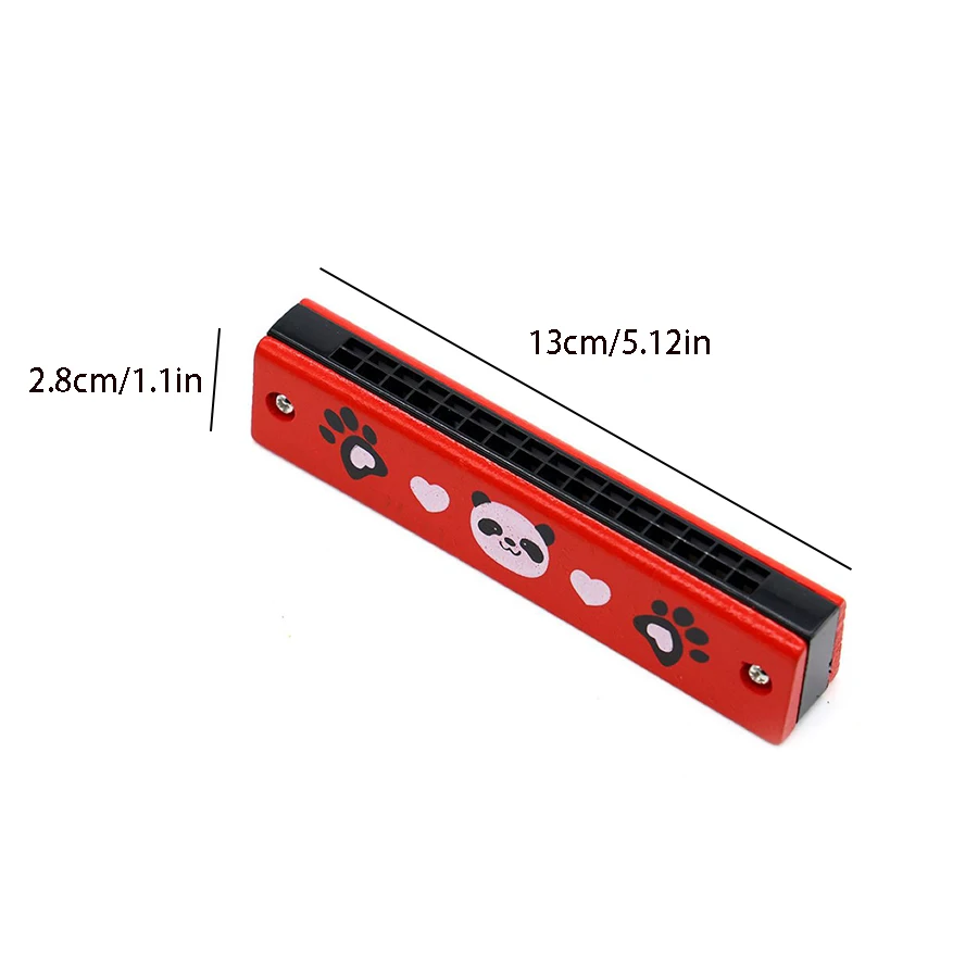 Children's wooden painted harmonica wooden parent-child new strange educational early education toy cartoon 16-hole harmonica
