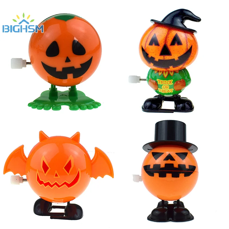 Retro Clockwork Wind Up Metal Walking Jumping Halloween Pumpkin Jump Ghost Bat Robot Mechanical Toys Party Decor Gift