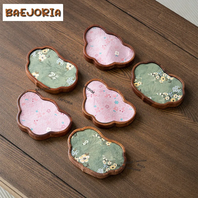 BAEJORIA Walnut Ruyi Butterfly Pot Bearing Holder Retro Dry Brew Table Tea Tray Household Refreshment Fruit Plate For Tea Gift