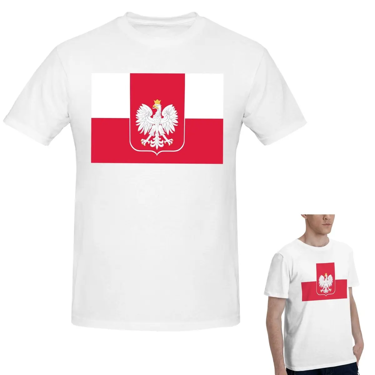 

Футболка из 100% хлопка с польским флагом Польши, мужская забавная футболка большого размера, мужские летние рубашки с круглым вырезом, топы, S-6XL