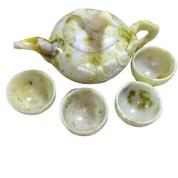 China handmade jade carving natural  jade Kungfu teapots and bowls in China A set