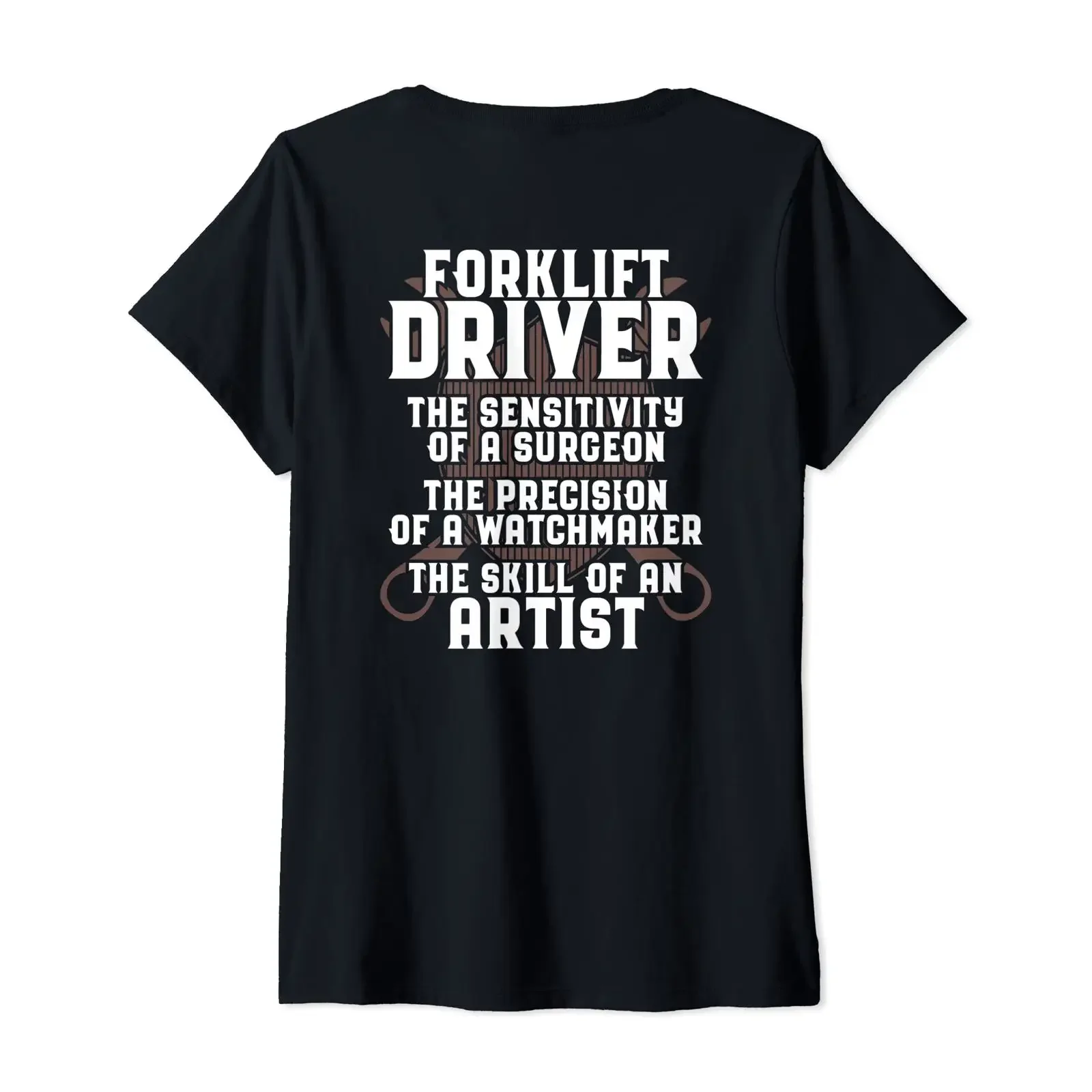 Damen Forklift Operator Skill Of Artist Driver T Shirt mit V Ausschnitt vintage Washed Unisex Top For Everyday Wear Stylish