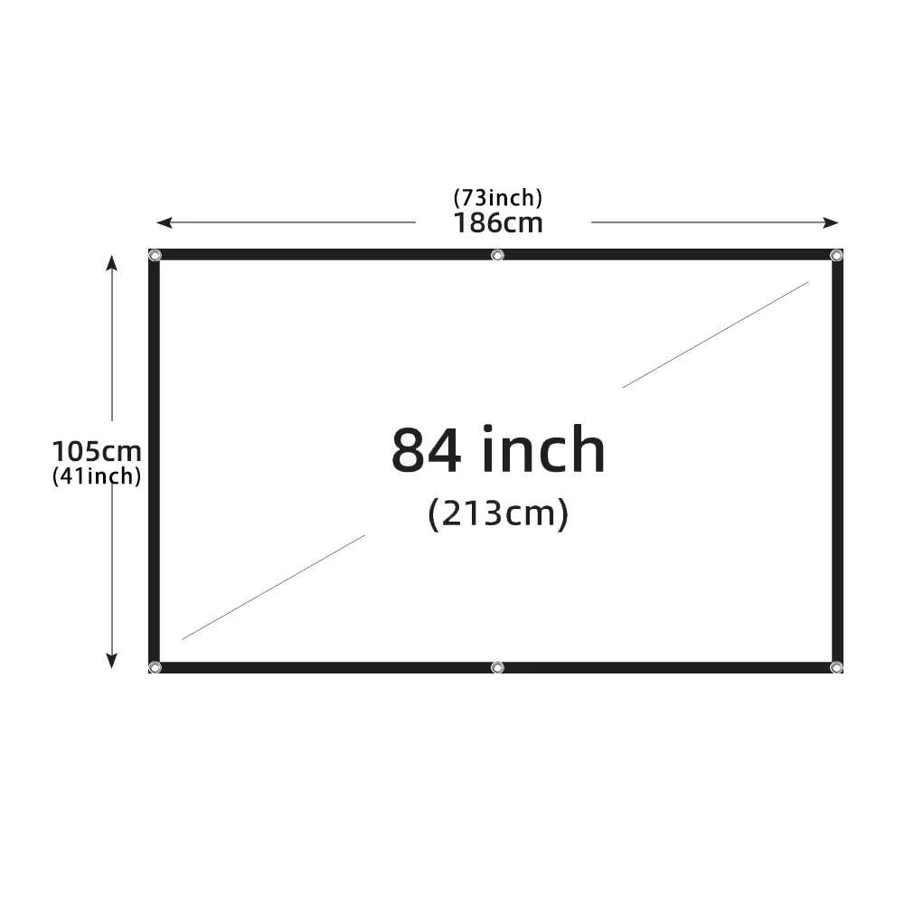 Other 60–200 Zoll tragbare faltbare Projektor-Leinwand, hohe Dichte, weiß, weniger Falten, weiche Projektionswand, 16:9 für drinnen und draußen 6