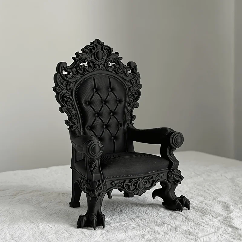 1-Piece Luxury Throne Model – Gothic Style – Dark Brown/Black with Gold Accents – Stable Base – Suitable for Desktop, Game Room, Office, Cinema Decoration – Medieval King/Queen Seat – Collectible Doll Display Stand – Home Decor Highlight Item - view 2