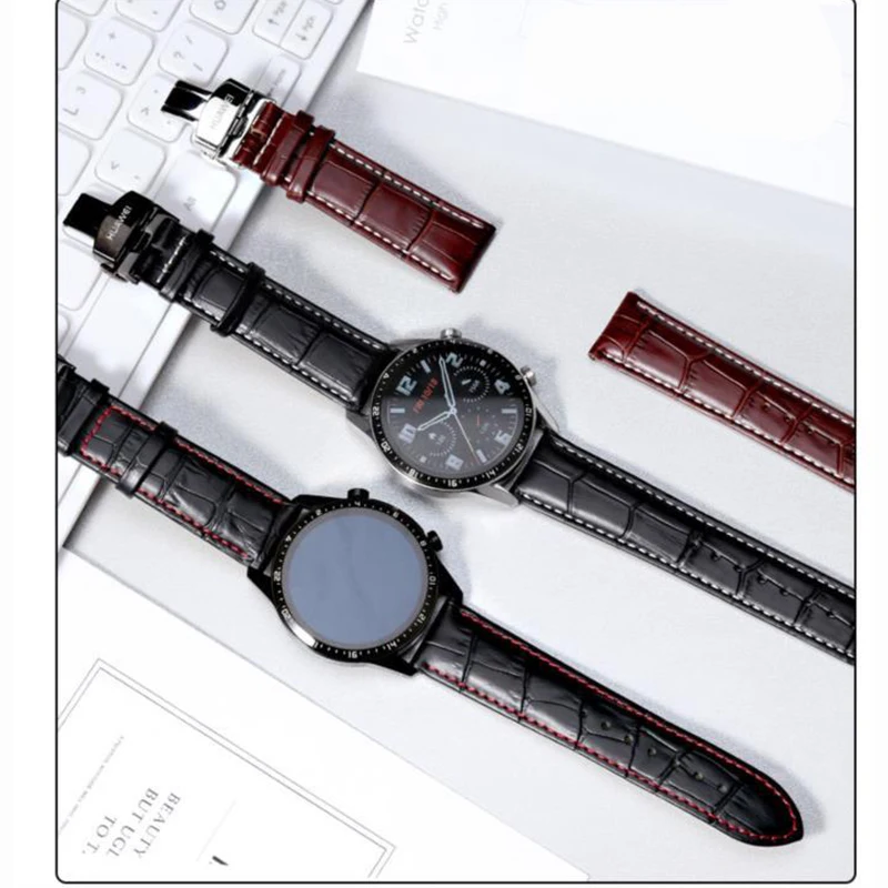 Huawei-レザーウォッチバンド,22mm,オリジナル,Huawei gt2 pro gt 3 46mm,高品質