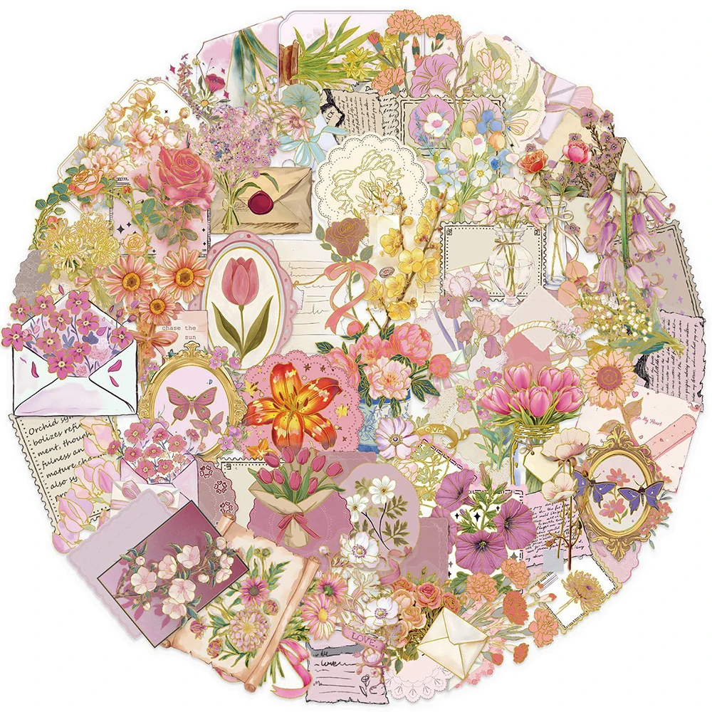 10/30/50 قطعة الفن الرجعية الجمالية الزهور الكتابة على الجدران ملصقات لطيف الكرتون الحيوانات الأليفة الشارات الهاتف الأمتعة دفتر ملصق مضاد للمياه هدية #2