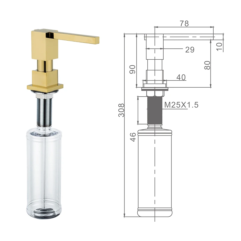 GAPPO Liquid Soap Dispenser Brass Head Hand Press Liquid Soap Dispenser Plastic Bottle 300ml Bathroom Accessories