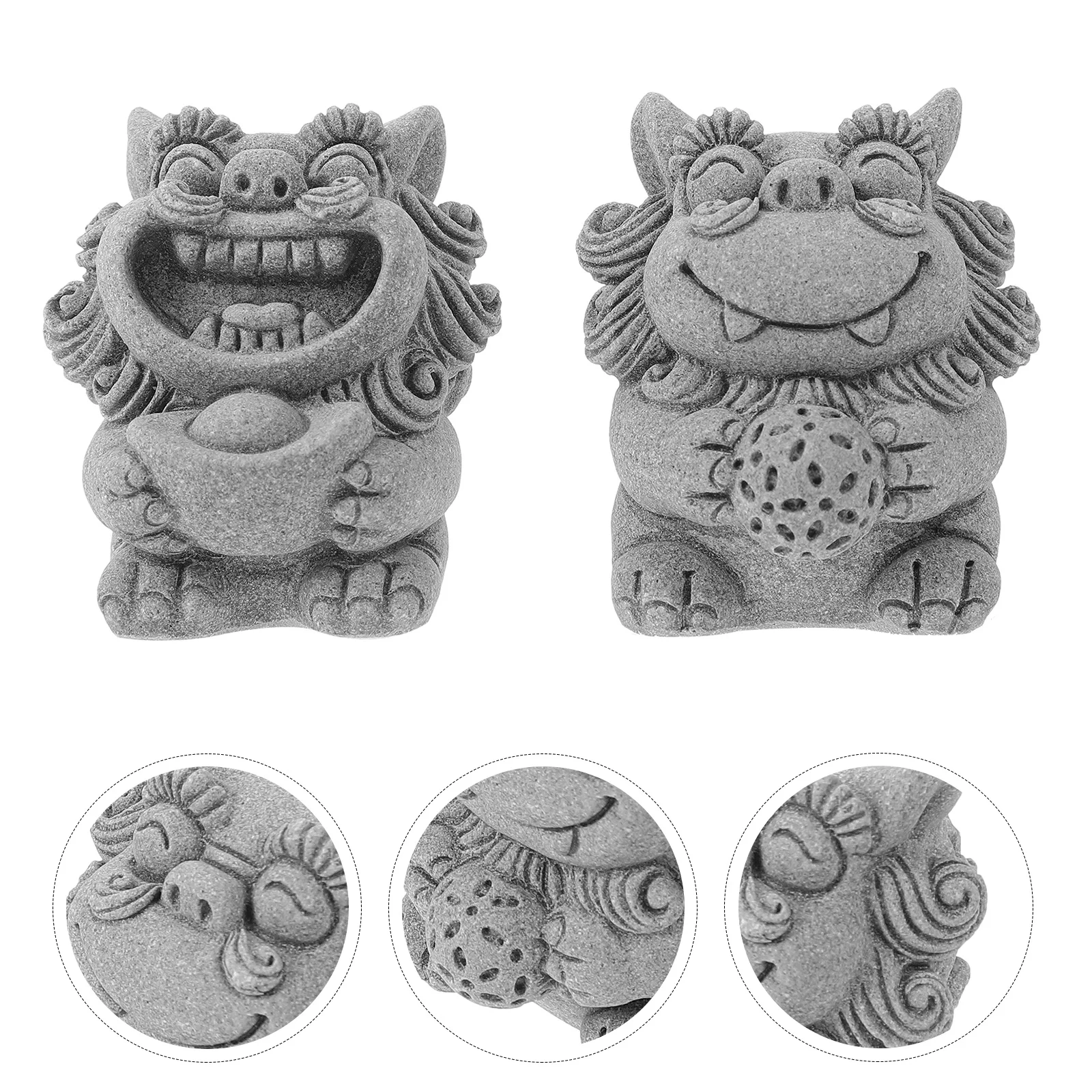 

Mini Statue Resin Craft Home Office Garden Fish Tank Tabletop Adornment Desktop Lion Decorative Miniature Lion Decor