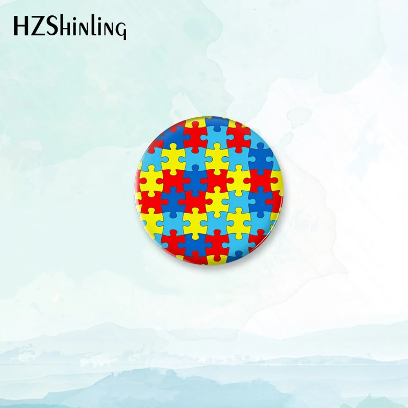 2023 New Autism Awareness Badge Brooch Fashion Button Pin Backpack Decoration Pins Round Jewelry Women Gift