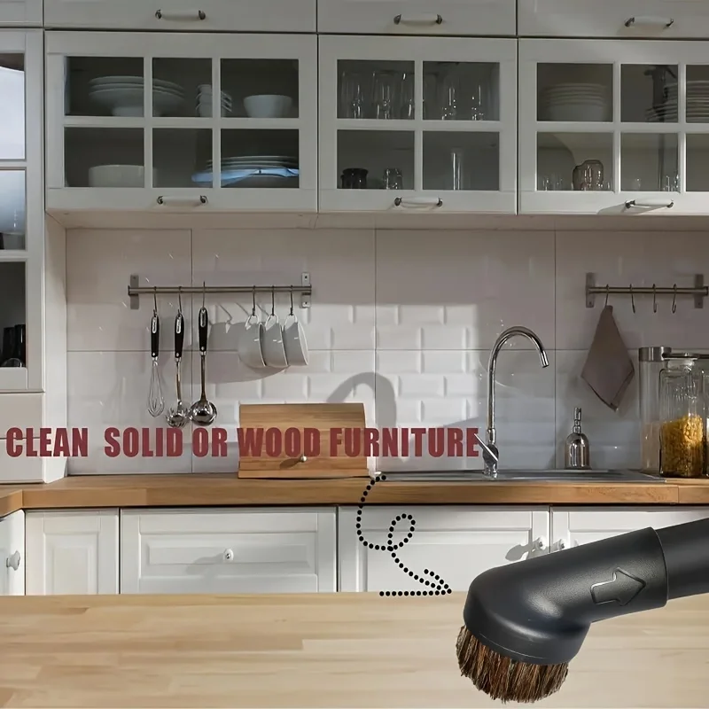 Вакуумная щетка из конского волоса - круглая, универсальный разъем. Замена 1,25 дюйма с адаптером для шланга 1,25-1,37 дюйма для стандартных шлангов