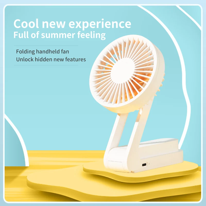 Portable desktop and handheld integrated fan,USB 1200mA rechargeable,Third gear silent strong wind,Suitable for home and camping