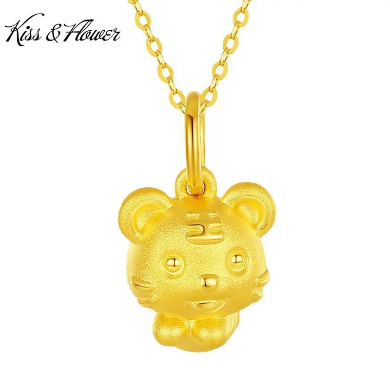 

KISS&FLOWER NK314 Fine Jewelry Wholesale Fashion New WomanGirl Party Birthday Wedding Gift Cute Tiger 24KT Gold Pendant Necklace