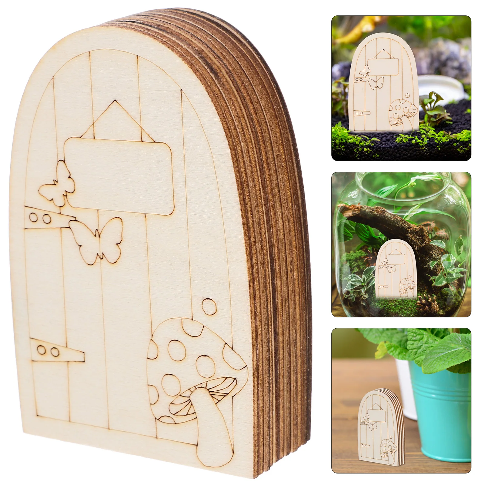 

12 Pcs Wooden Elf Door Ornaments Fairy House Accessories Mushrooms Dollhouse Decoration Garden Fairys Doors Craft