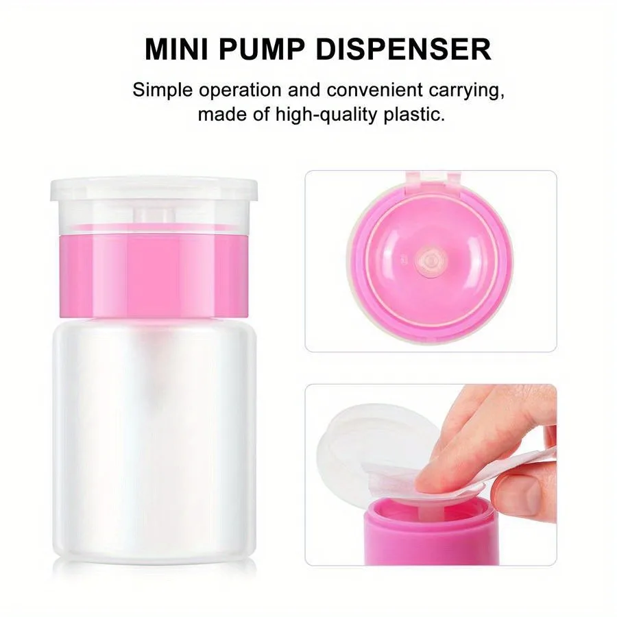 60ml Empty Press Nail Art Bottle Pump Dispenser Plastic Polish Portable Makeup Remover Cleaner Acetone Bottle Manicure Tool