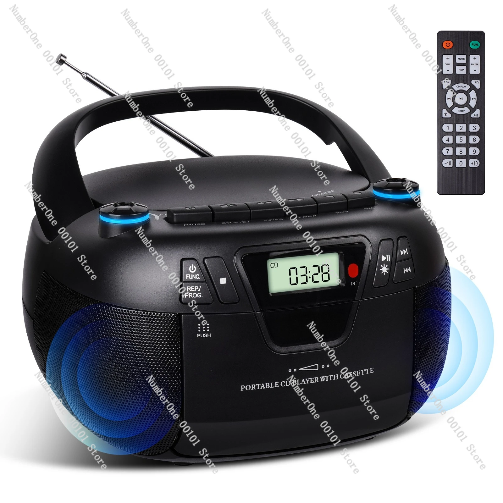 Multifunctional Portable Stereo Bluetooth CD Player with Cassette USB with AM/FM Recording