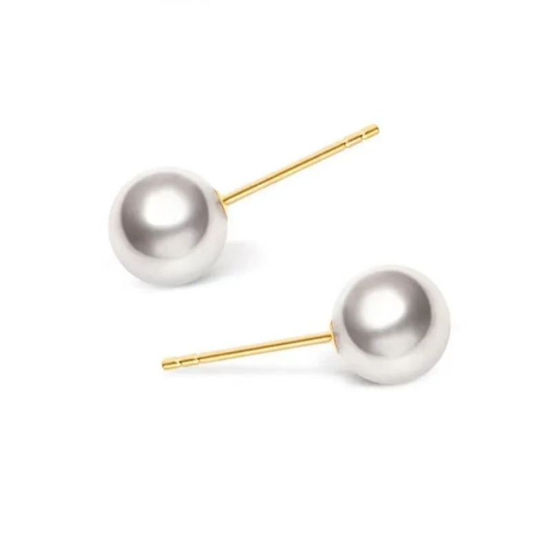 Серьги LABB из настоящего 18-каратного золота с пресноводным жемчугом, серьги из чистого золота AU750, женские изысканные ювелирные изделия, изысканные подарки E0017