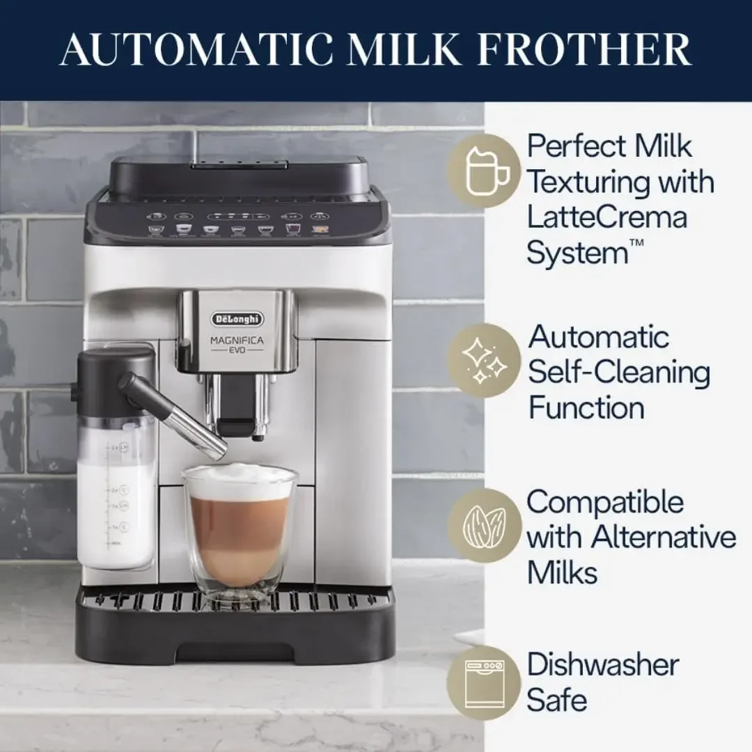 Magnifica Evo with LatteCrema System, Fully Automatic Machine Bean to Cup Espresso Cappuccino and Iced Coffee Maker