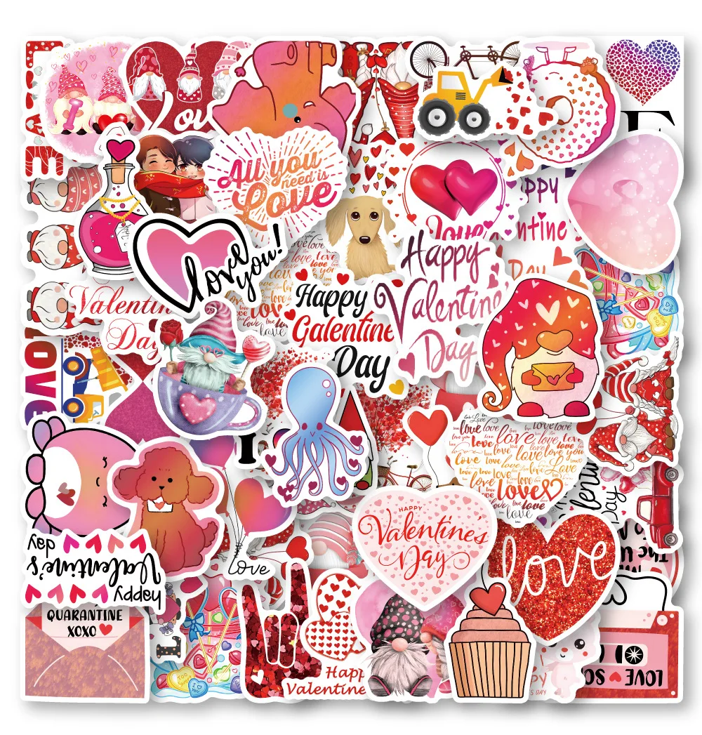 10/30/50Pcs Valentine's Day Stickers For Suitcase Skateboard Laptop Luggage Fridge Phone Car Styling DIY Decal Pegatinas