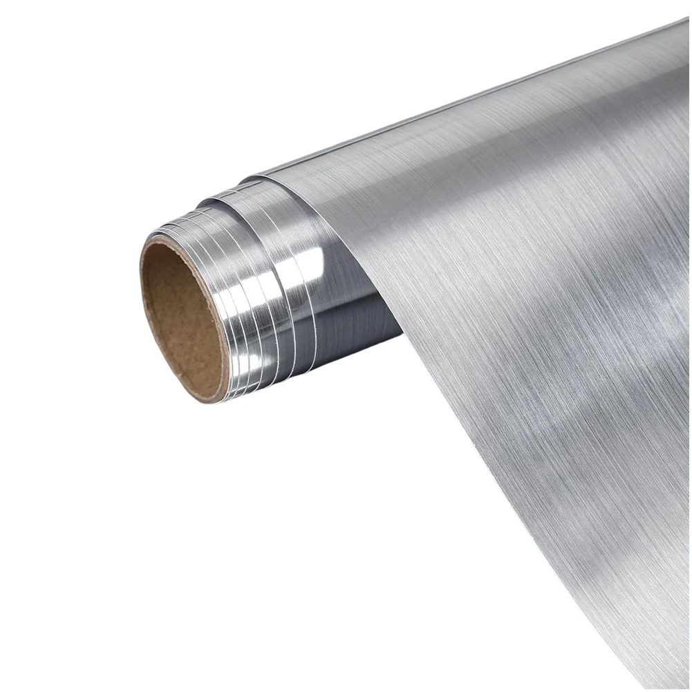 RALCA-Stainless Steel Contact Paper For Kitchen Sliver Waterproof Oil Proof 40X400cm For Appliances Stick Countertop Sticker