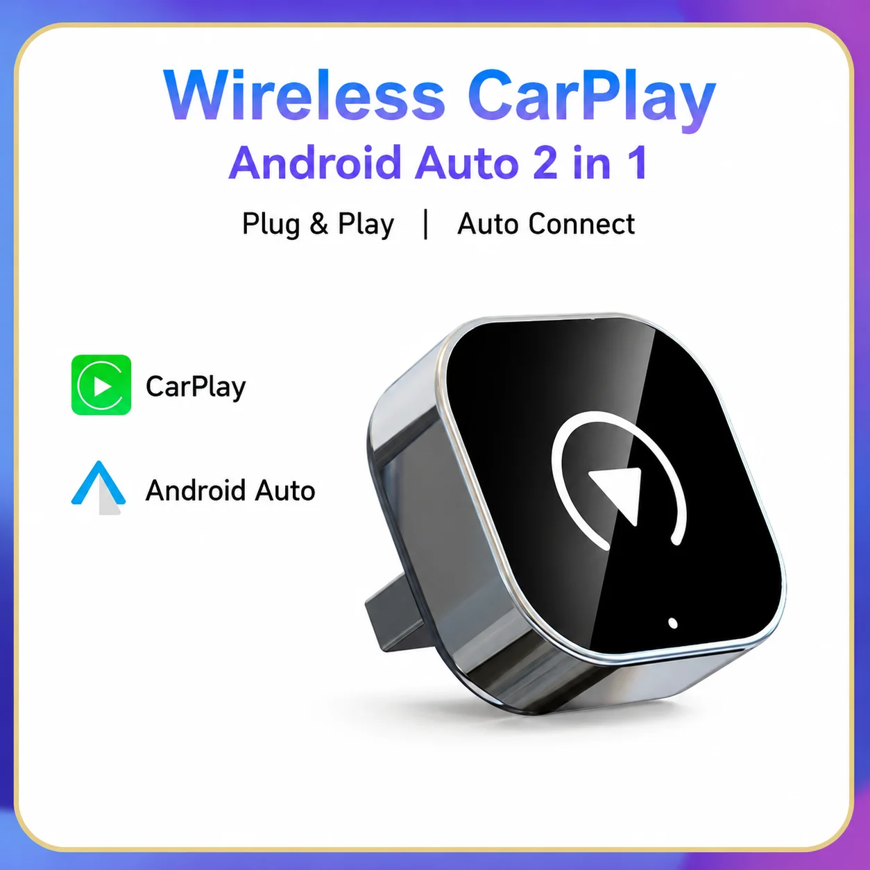 2 in 1 Wireless CarPlay & Android Auto Adapter 5GHz WiFi Mini USB Type-C Plug and Play Dongle for Factory Wired Cars