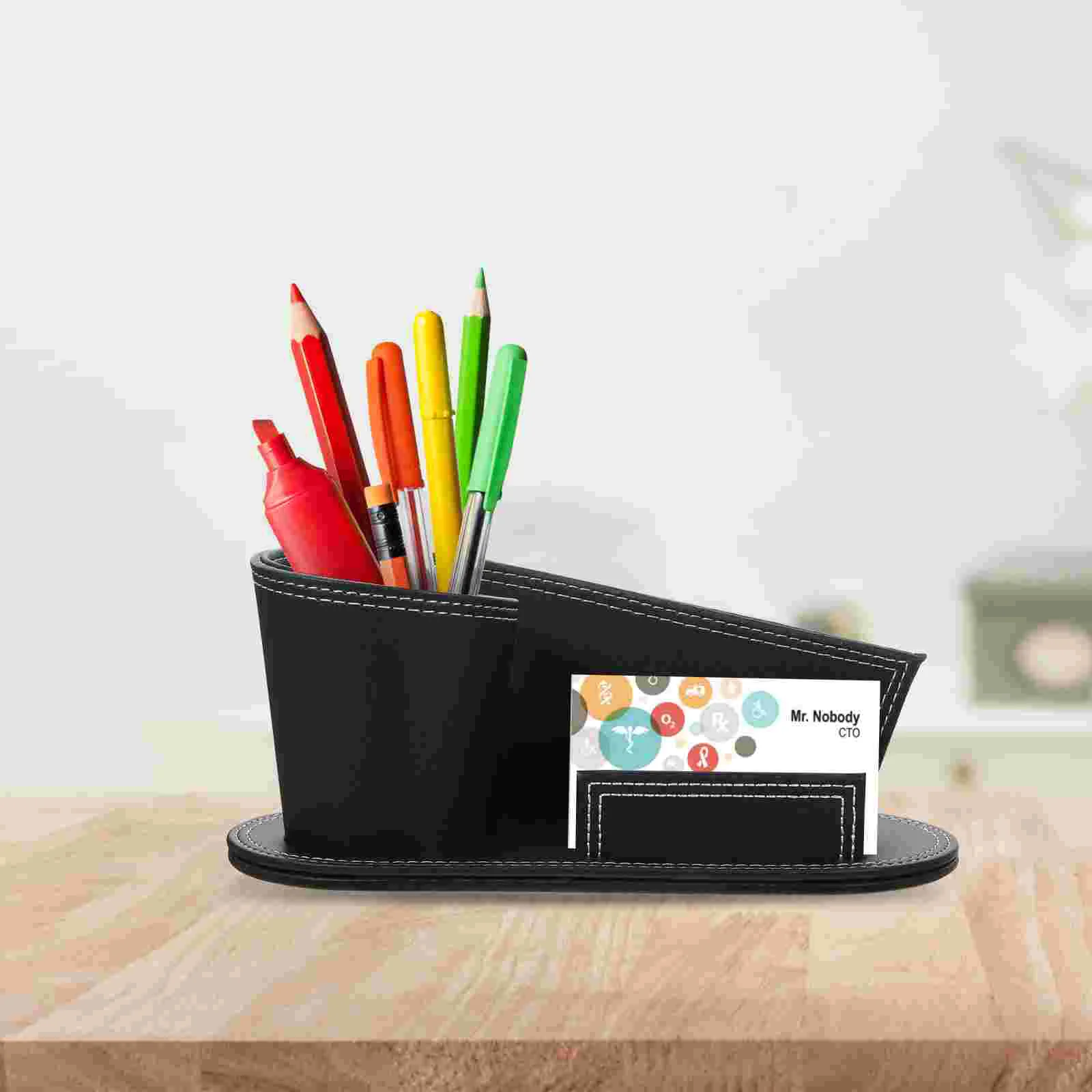 Uchwyty na długopisy Pu Organizer na biurko Stojak na wizytówki Uchwyt na artykuły biurowe Stylowe akcesoria na biurko Przybory do pisania