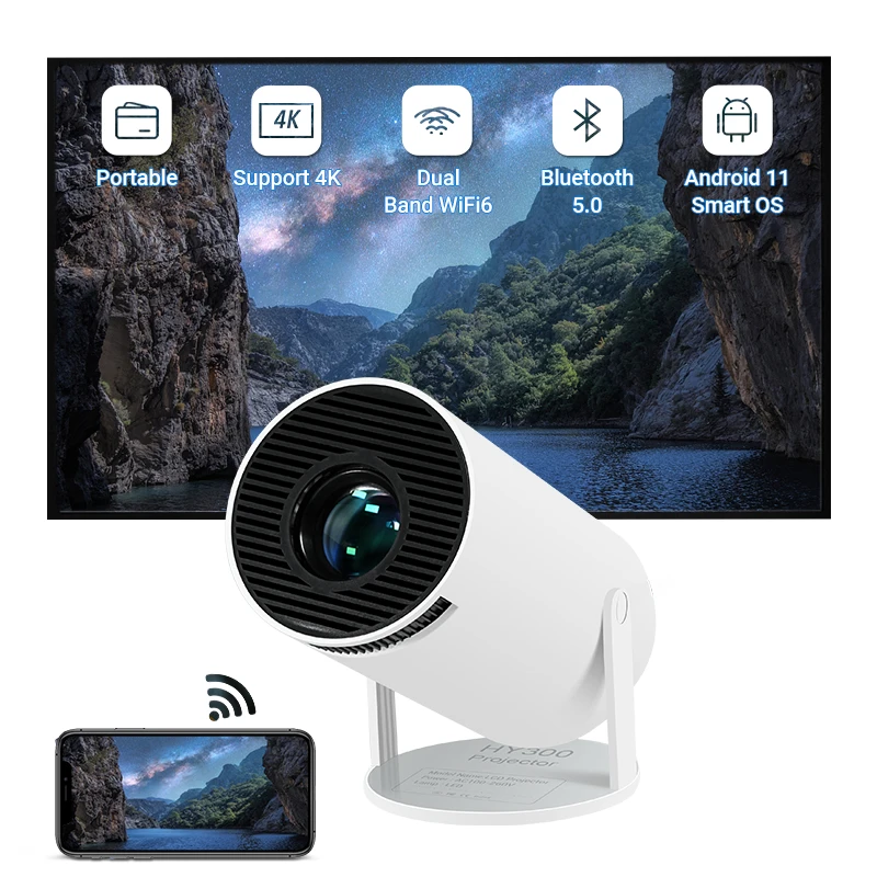 

Mini Smart Portable Projector Quad Core Android 11 Dual WIFI LCD 4K Video 720P Projector 4K Projector