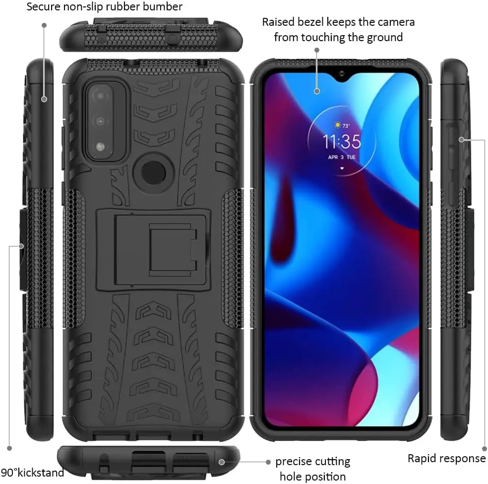 Moto G Pure Phone Case,Shockproof Hard Heavy Duty Stand Armour Case Cover for Moto G Power 2022,G Play With Screen Protector